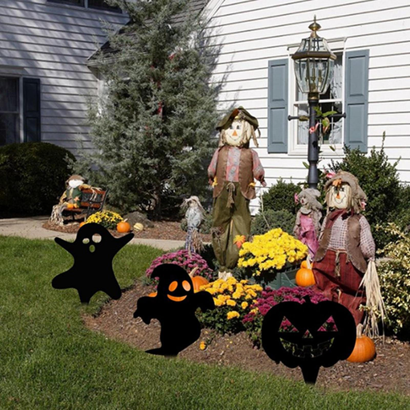

3x Halloween Yard Sign, Decoration Prop Pumpkin Decorative Lawn Stakes for Holiday Garden Patio