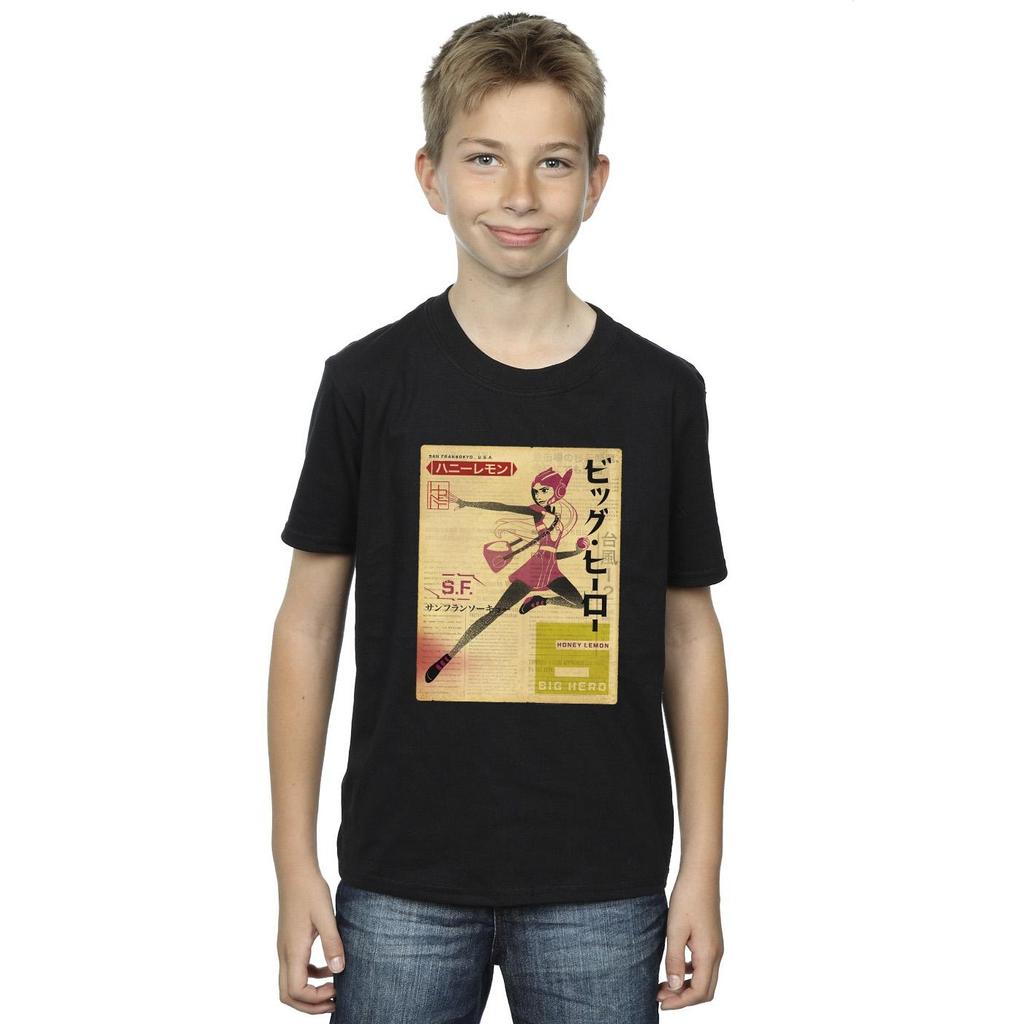 Disney Boys Big Hero 6 Baymax Honey Lemon Newspaper T-Shirt