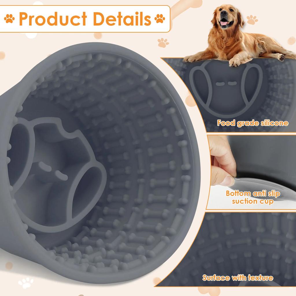 Pet Dog Slow Feeder Bucket Silicone Large Capacity Slow Feed Dog Bowls with Anti Skid Suction Cup for Medium to Large Dogs