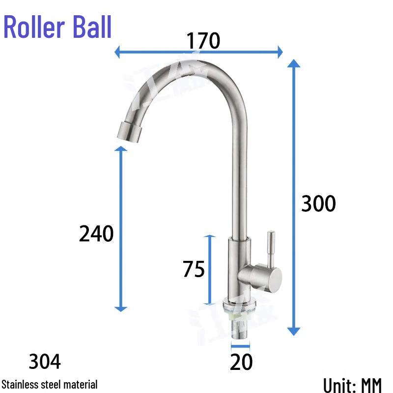 Кухонный смеситель MDNG из нержавеющей стали 304, однорычажный, холодная вода, высокий изгиб