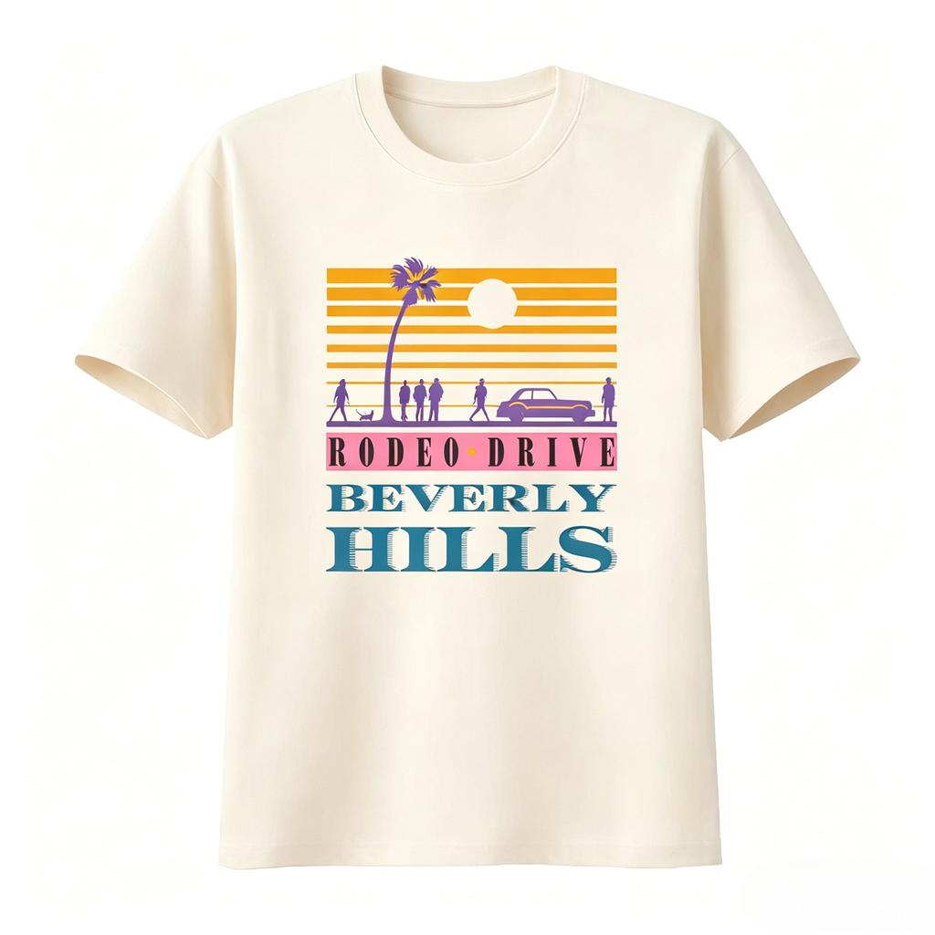 Vintage 80s Style Beverly Hills Rodeo Drive Print T Shirt for Unisexs Clothing Women Stylish Casual Soft 2026 Summer New T Shirt
