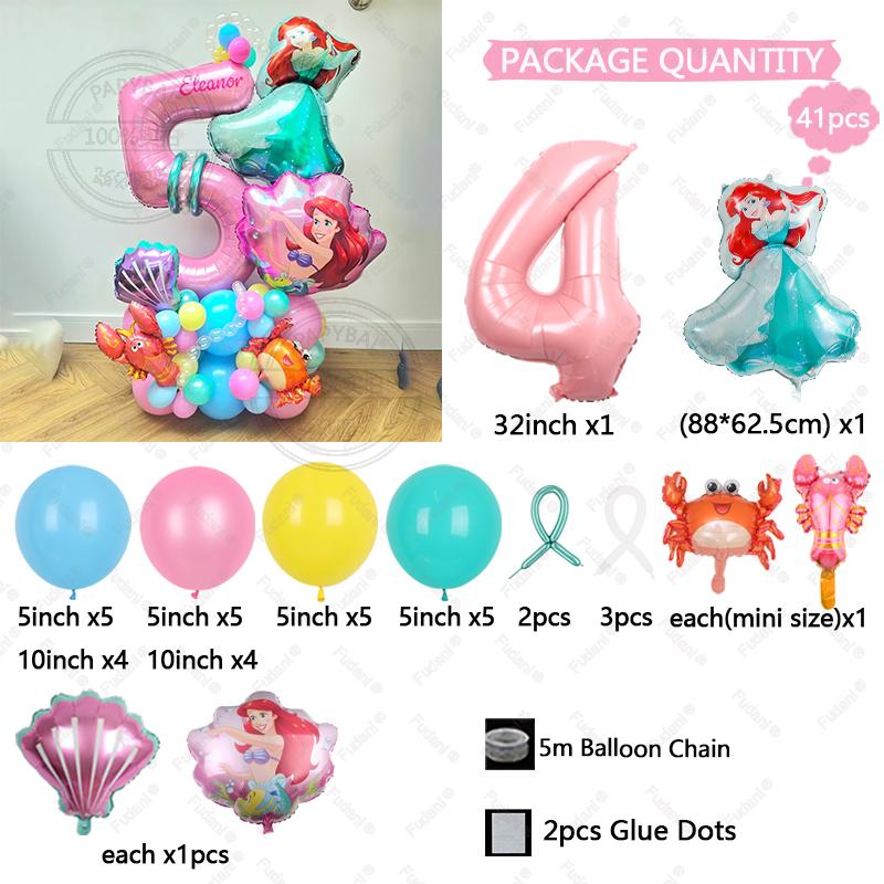 

1set Cartoon Little Mermaid Princess Foil Balloon 32inch Number Foil Globos Birthday Party Decoration Baby Shower Girl Toys 32inch