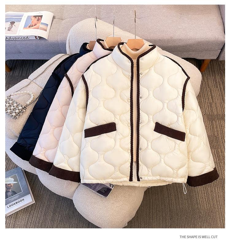 Winter down cotton-padded clothes rhombus splicing cotton-padded jacket women's short new light and thin small thin jacket