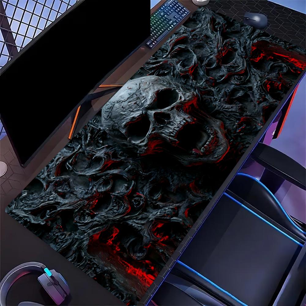 Dark Moss Skull Large Extended Gaming Mousepad Non Slip Desk Mat Gothic Forest Keyboard Mousepad For Laptop Desktop Office Decor