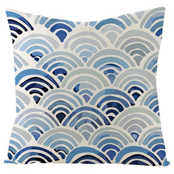 New Blue Geometric Linen Pillowcase Home Sofa Pillowcase