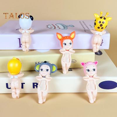 12Pcs Holding Chin Angel Doll Fruit Animal Headgear Angel Figurine PVC Cartoon Angel Figure Bookshelf Desktop Decoration Ornament