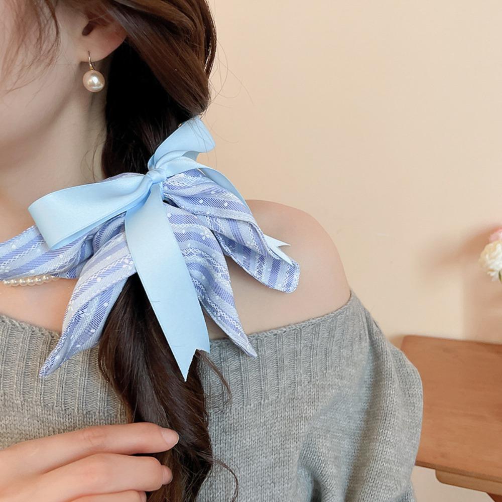 Korean Style Plaid Silk Ribbon Scrunchies Elastic Large Intestine Hair Ring Friends