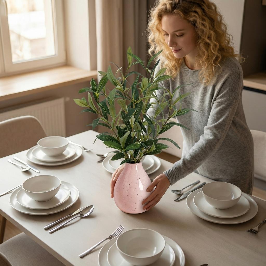 14-inch Indoor Artificial Olive Tree With Ceramic Vase