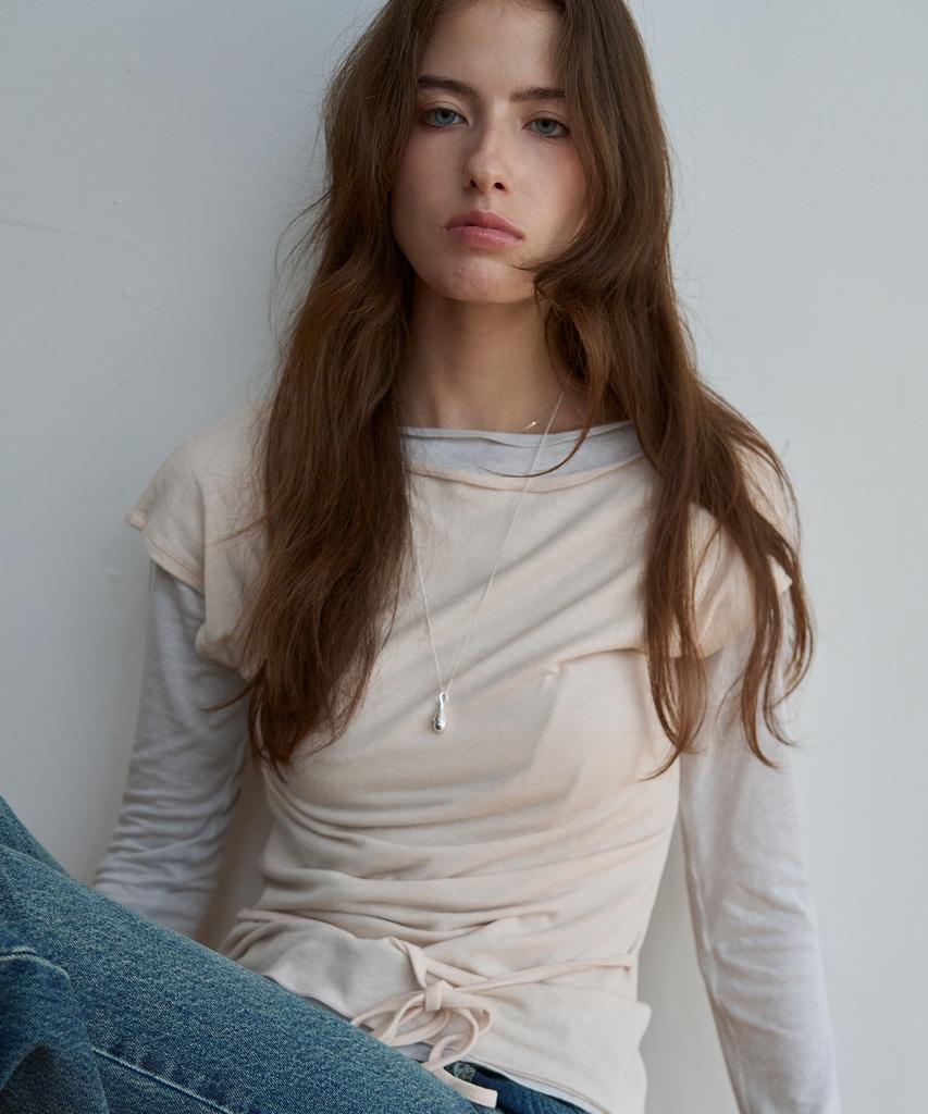 KEYAMO Sheer Layered Set Top_Cool Ash