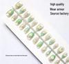 Ice Translucent Green Apple Glitter Press-On Nails with Cat Eye Art Stickers