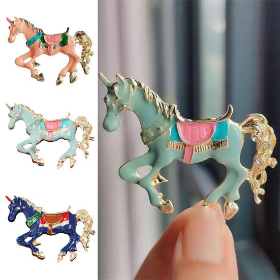 1/3Pcs Brooch Pin Vintage Enamel Horse Design Brooch Zinc Alloy Horse Ornament Christmas Costume Accessory