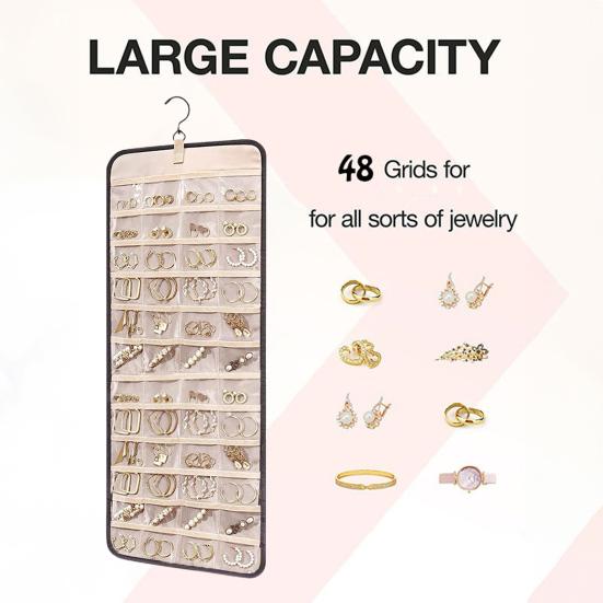 Hängender Schmuck-Organizer, Halskettenhalter, große Kapazität, Anti-Tangle-Ohrringe, Ringe, Kleiderbügel, Schmuck-Display-Rack