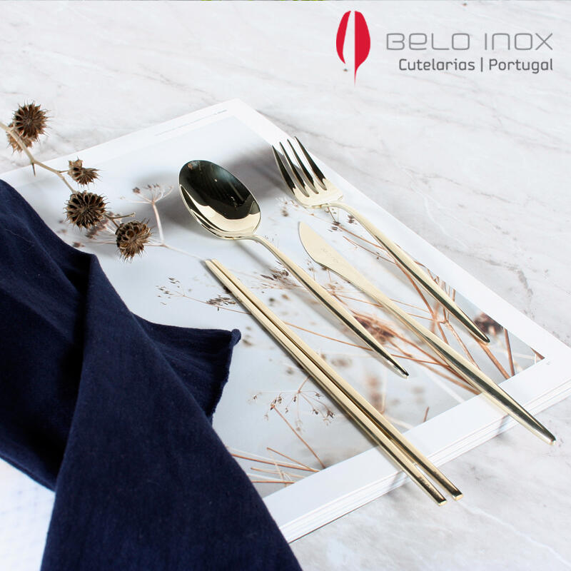 [belo inox] Spirit Champagne Cutlery 4-piece set, glossy finish