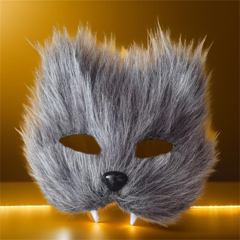 Plastic Long Hair Foxes Party Mask Lightweight Unisex Costume Accessory For Balls Stage Shows And Role Playing