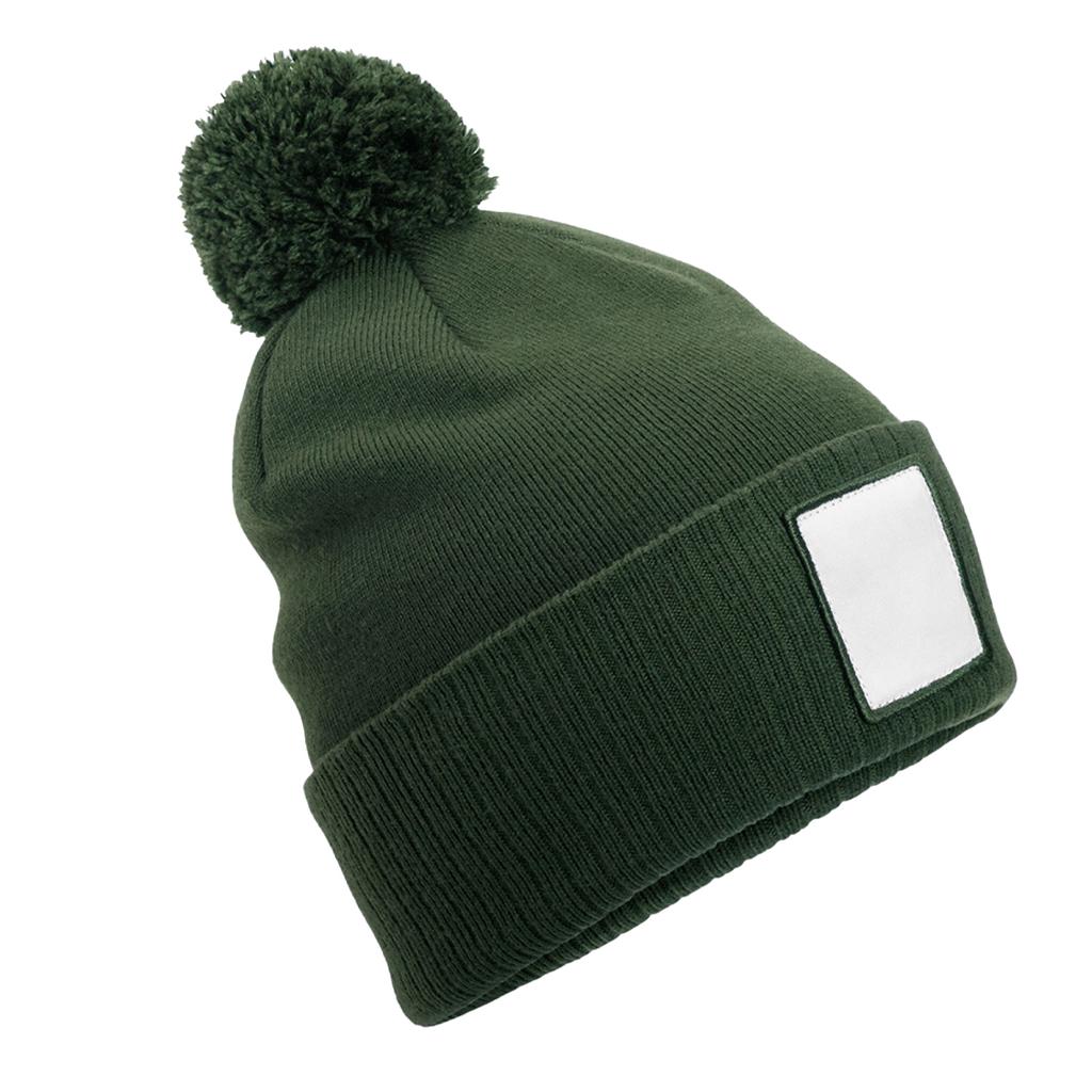 Pom Pom Appliqué Patch Beanie