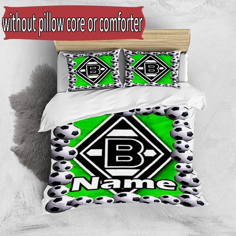 3pcs Duvet Cover Set (1*Duvet Cover + 2*Pillowcase, Without Core), Custom Name Borussia Monchengladbach Pattern Bedding Set, Home Bedroom Decor Gift
