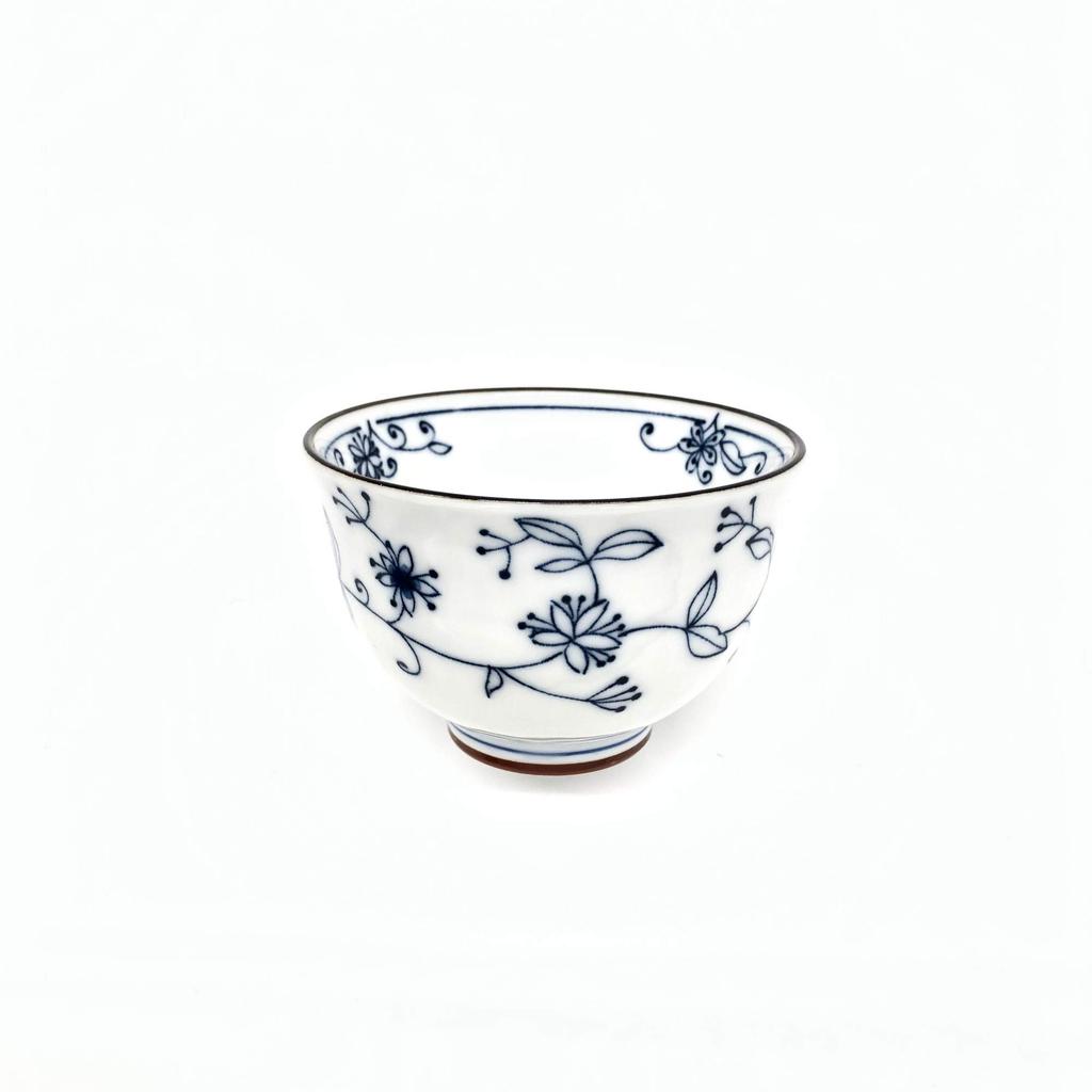 Japanese Ceramic Art, Line Arabesque Design, Set of Teacups with Tea Saucers