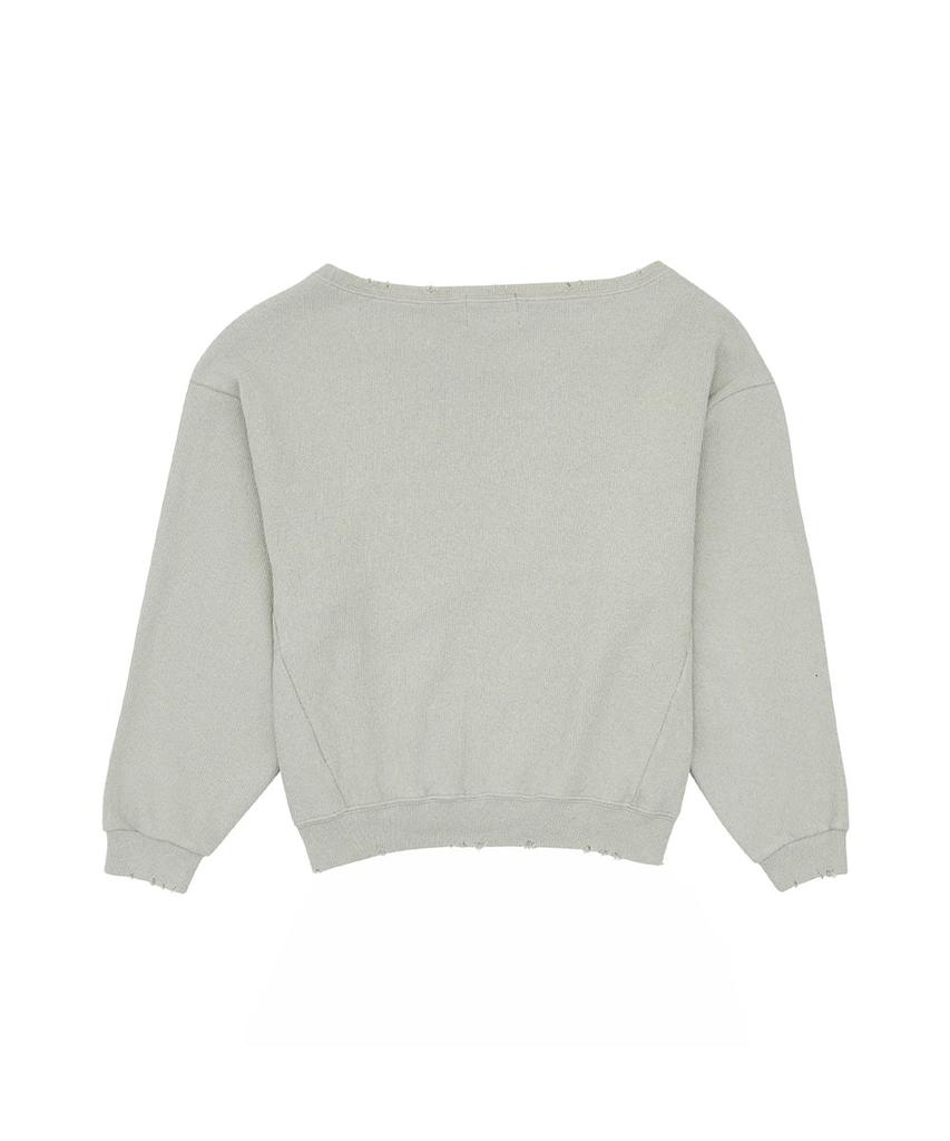 NO EXTRA TOUCH One-Shoulder Graphic Sweatshirt (Melange Gray)_26Spss001Mg