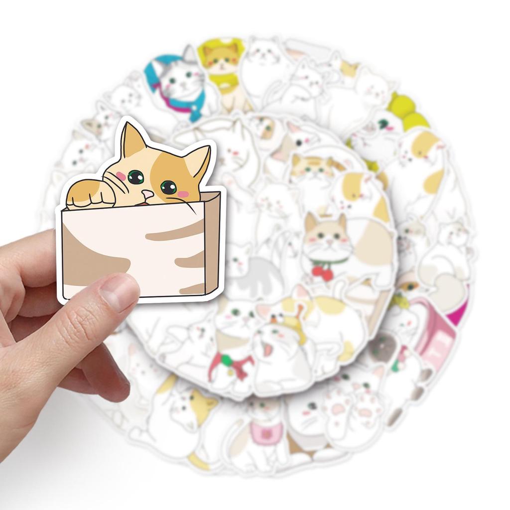50 Cute Kitten Doodle Stickers: Original Guka Cartoon for Journals, DIY Projects, Water Bottles, Suitcases - Waterproof, 50 Sheets