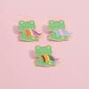 Charming New Blue Pink White Striped Frog Shape Brooch Unique Animal Pin Accessory
