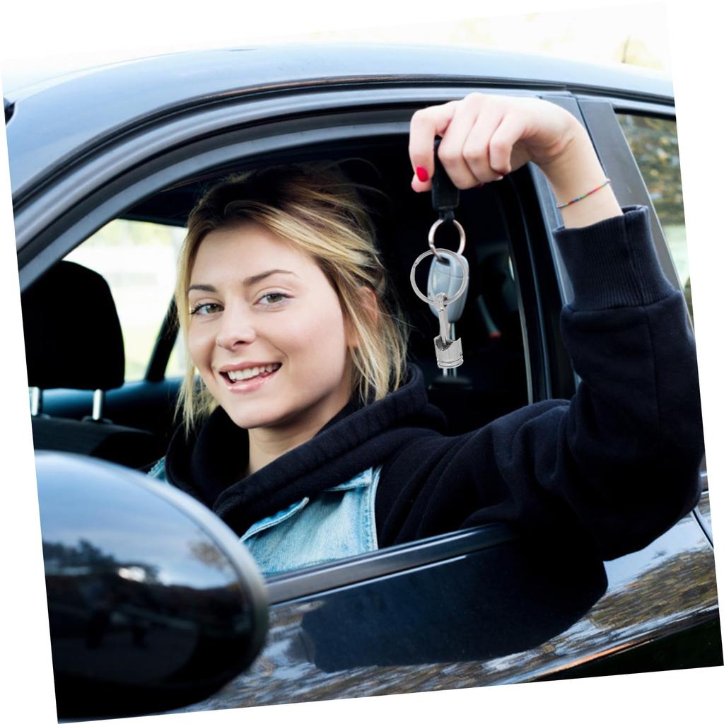 ULTECHNOVO Metall Stempel Nøkkelring, Motorstempel Nøkkelring, Auto Stempel Nøkkelring, Stempel Nøkkelbrikke, Sølv, Sølv