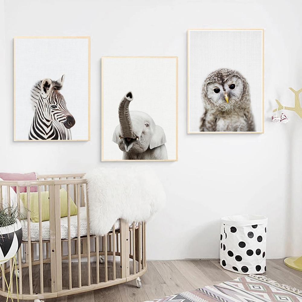 Cute Little Animal Children's Room Enlightenment Wall Art Poster Modern Home Decoration Oil Painting Mural Printmaking