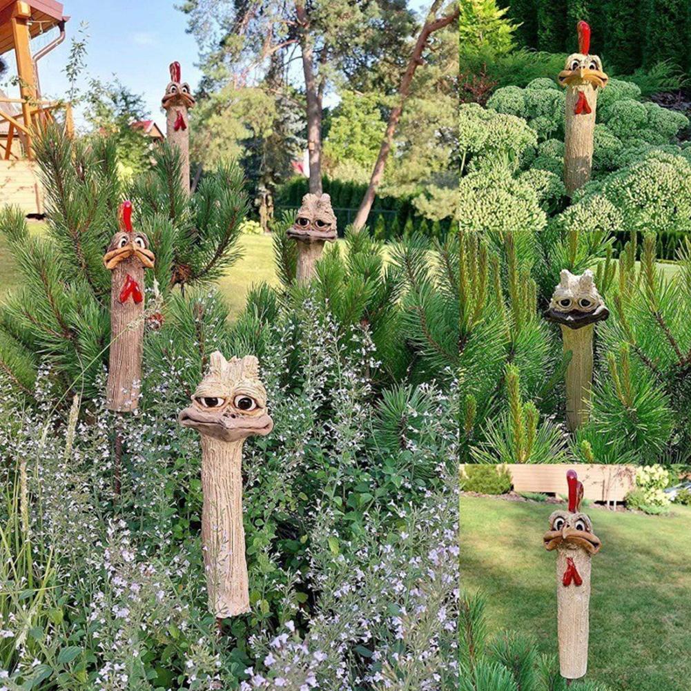 Funny Farm Chicken Statue Creative Garden Decoration Ostrich Head Statue Handmade Garden Statues Resin for Art Decorations