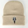 Unisex Trendy Knit Hat with Embroidered Skull Design for Street, Climbing, and Travel.