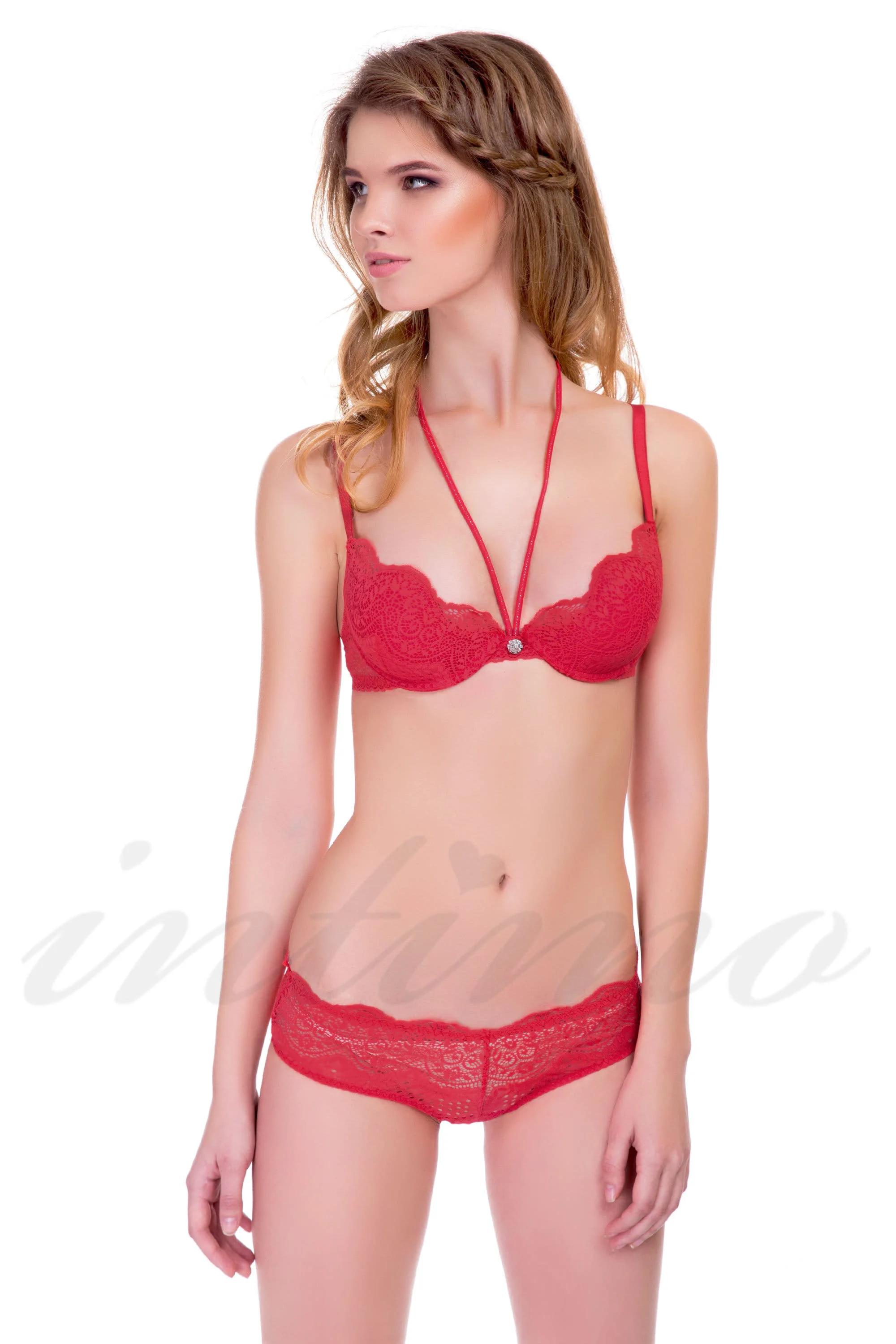 

Комплект белья: бюстгальтер push-up и трусики бразилиана Leilieve (44655) 65B/XS імперська червоний колір
