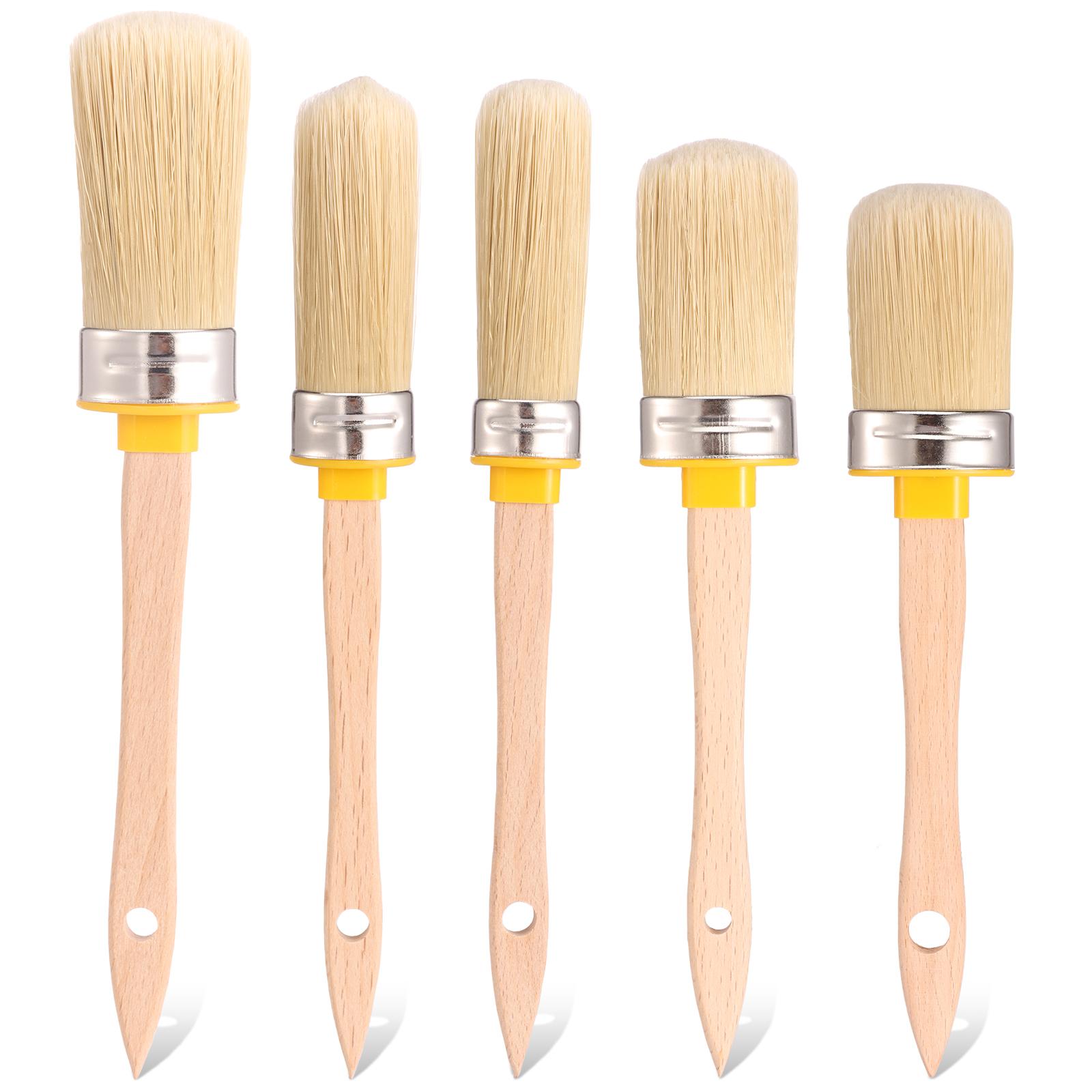 

5Pcs Chalk Paint Brush with Wood Handle Wax Brush Chalk Paint Brushes for Furniture DIY Art Craft Painting and Waxing Tool