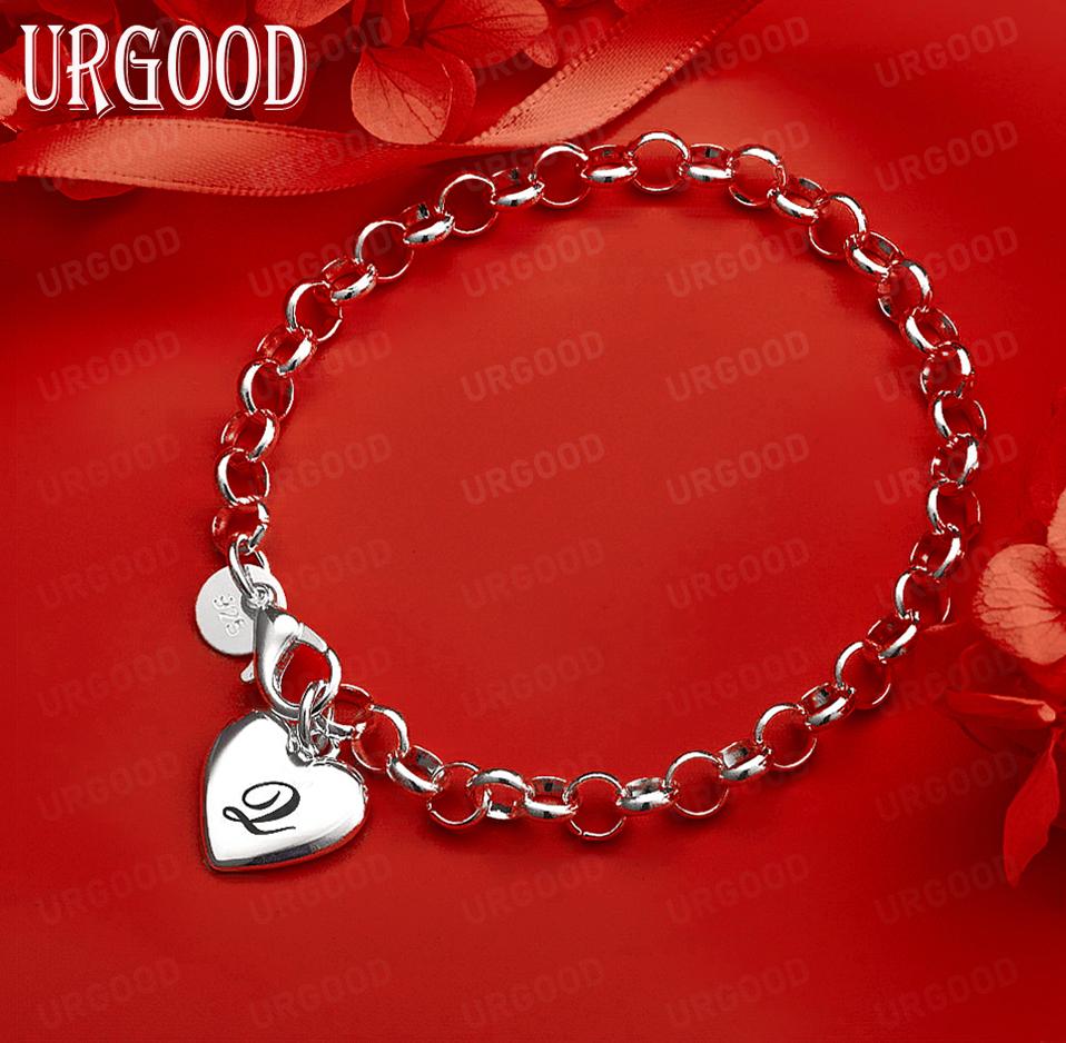 925 Sterling Silber Seitenkette mit Buchstaben Exquisites Armband Geschenk Schmuck
