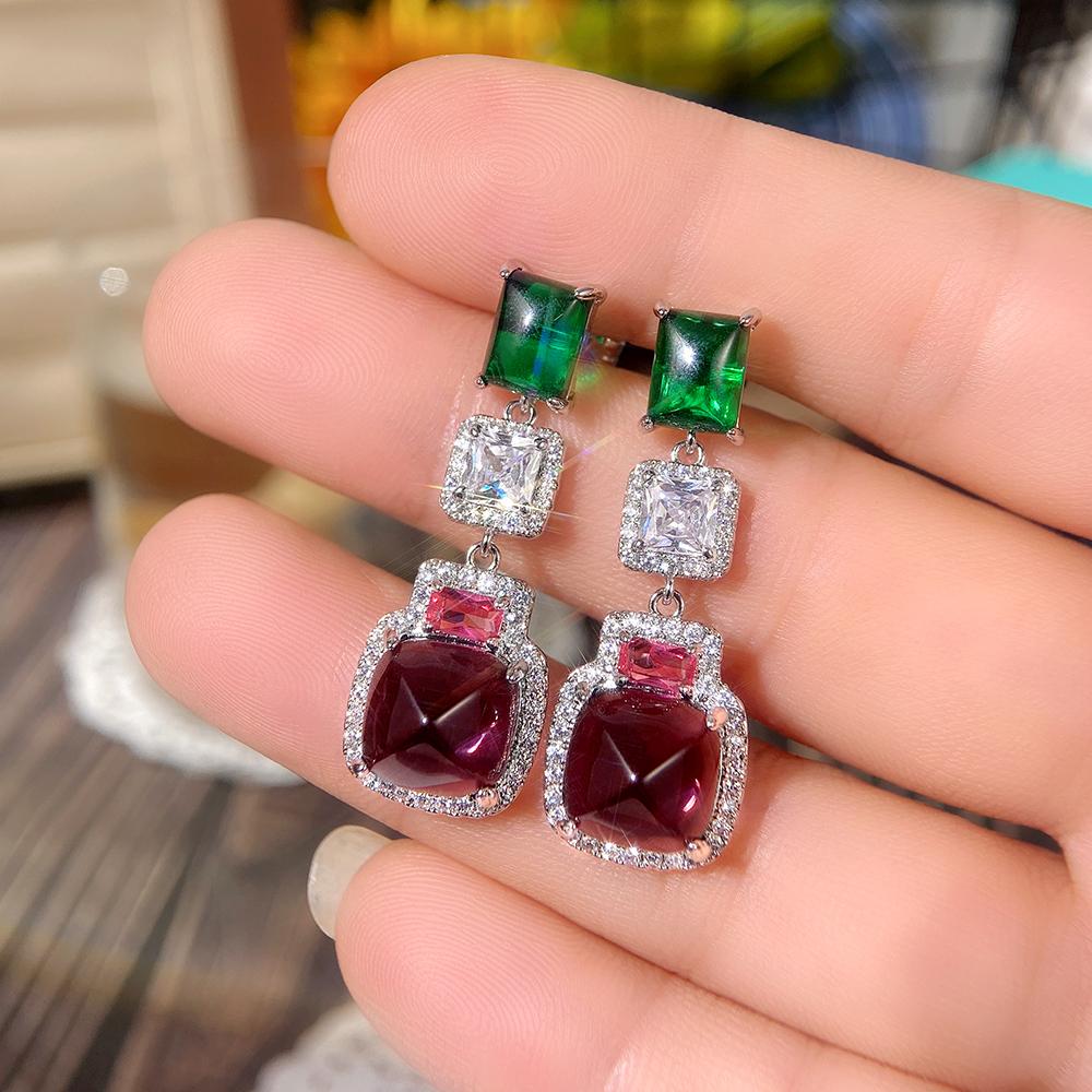 Xiaomi Huitan Colorful Stone Hanging Earrings for Women Handmade Unique Designed Wedding Accessories Dace Party Sparkling Jewelry New
