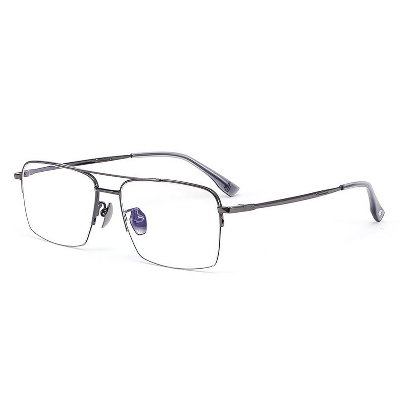 Wang Hedi Style Double Bridge Glasses: Trendy Gold Wire Frame for Men and Women, Super Light and Prescription-Ready.