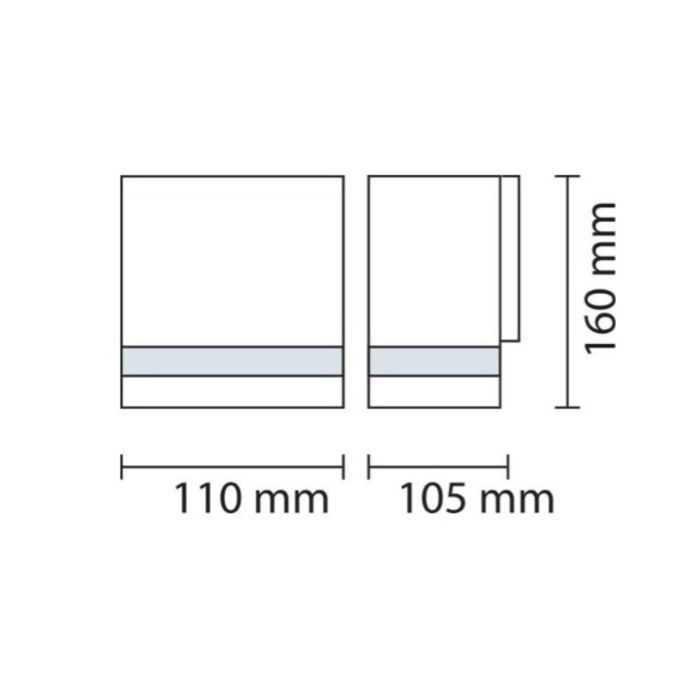 Nástěnné svítidlo - Gardenya - Nerezové - GU10 35W - Rozměry 110x105x160mm - IP44