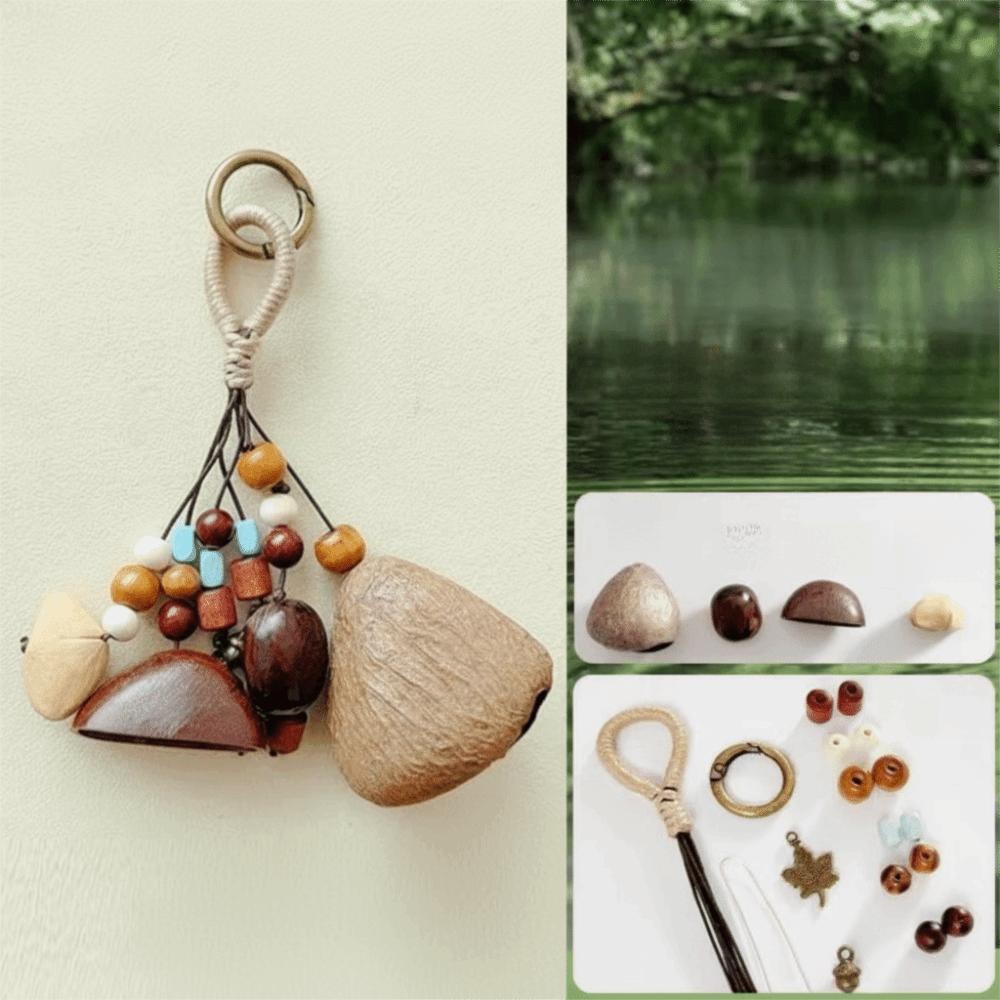 Natürliche Nussnussschale Nussnussschale Windspiele Handgekurbeltes DIY Natürliche Fruchtschale Glocken Bausatz Yoga Meditation Windspiele Material-Bausatz