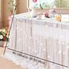 Elegant Flower Pearl Tablecloth Romantic Pearl Embellishments Tulle Fabric Tablecloth Decorative Semi-Transparent