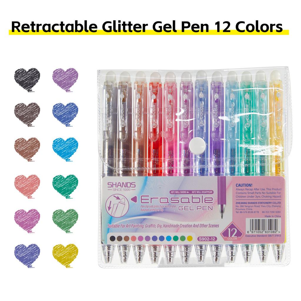 24 Colors Click Erasable Gel Pens - Quick-Dry Smooth Writing Pens for Students, Drawing, Marking, Office & School Supplies