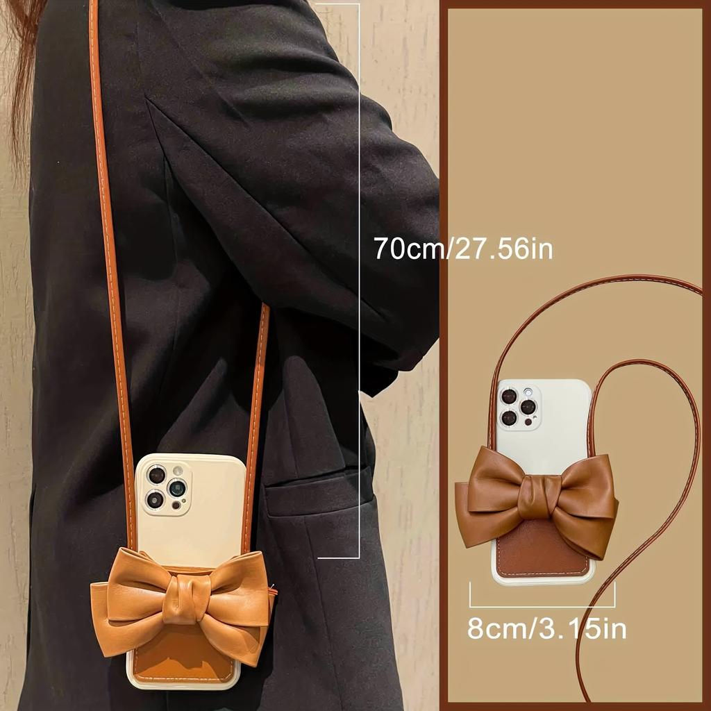 1pc Bow Cross-Body Phone Case – Backpack-Type Rope Design, Compatible with Apple IPhone 14