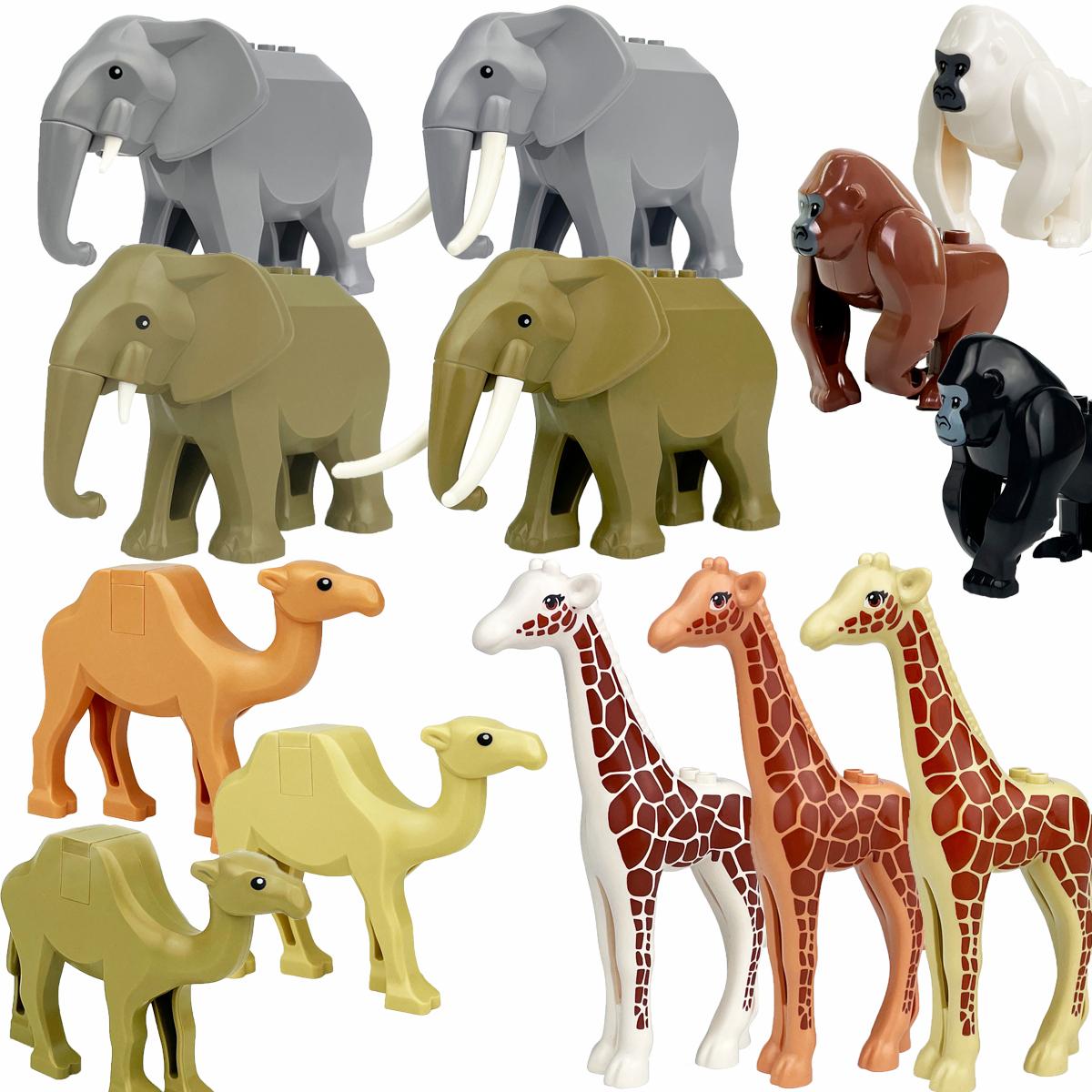 Bai Fen Bai Dolls And Toys Moc Animal Figures Building Block Pack - Ranch & Zoo Includes Spotted Deer Elephant Giraffe Orangutan Creative Toy