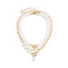 Ingemark Multilayer Imitation Pearl OT Buckle Pendant Necklace Women Wed Bridal Goth Bead Chain Y2K Accessories Neck Jewelry