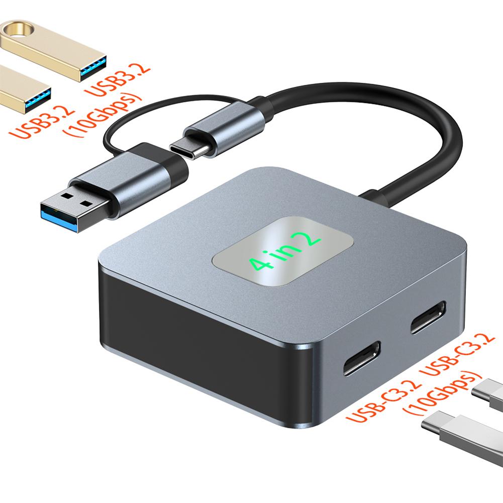 USB 3.2 Hub 4 in 1 USB C Hub USB-C/USB-A auf 10Gbps USB 3.2 Mini 4 Port USB Hub USB Typ C Multiport-Adapter Computerzubehör
