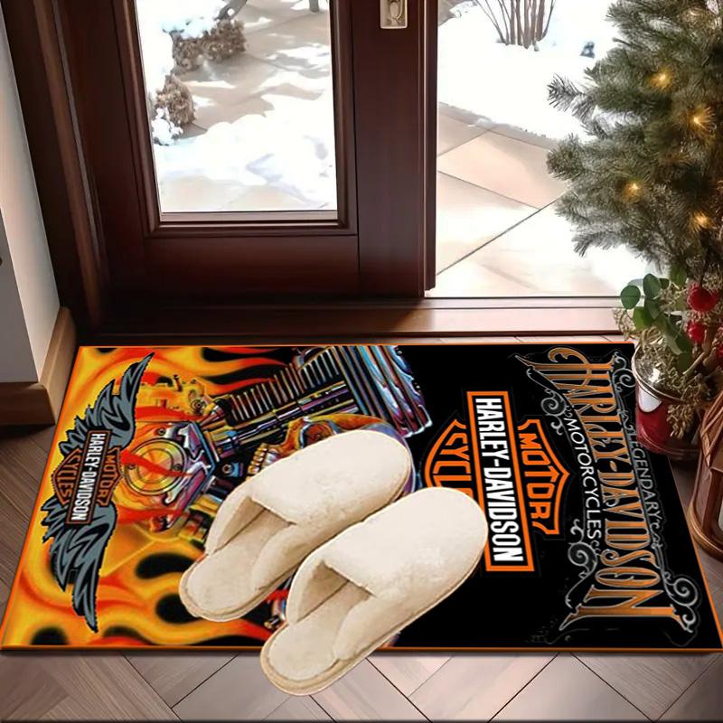 Harley-davidson Motorcycle Artwork Area Rug Office rug, Chair Rug, Decor Carpet Livingroom bedroom Mat, Large Size Fan gifts Christmas gifts
