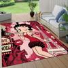 Betty Boop Flannel Pattern Square Carpet,Area Rug,Carpet Rug for Living Room Bedroom Sofa Playroom Decor,Non-slip Floor Mat