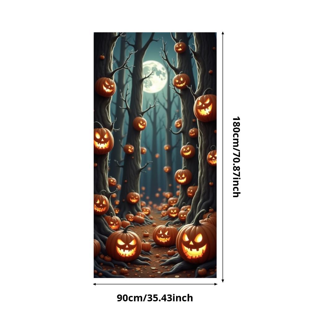 Jack O Lantern Banner Starry Sky Forest Theme Banner Pumpkin Banner Halloween Theme Spooky Decoration For Autumn Celebration