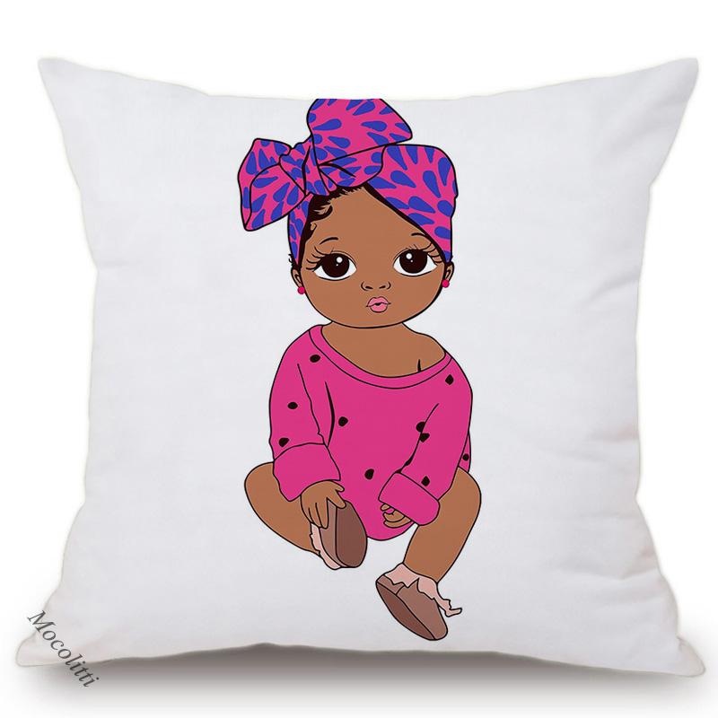 Africa Baby Cartoon Throw Pillow Case Cute Girl Children Room Sofa Bed Decorative Cushion Cover Velvet Soft Pillowcase 45X45Cm