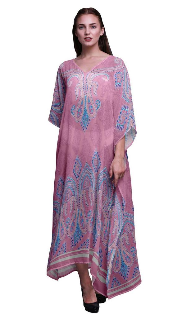 Phagun Floral & Paisley Long Caftan Maxi Dress Beach Swimwear Cover up Womens