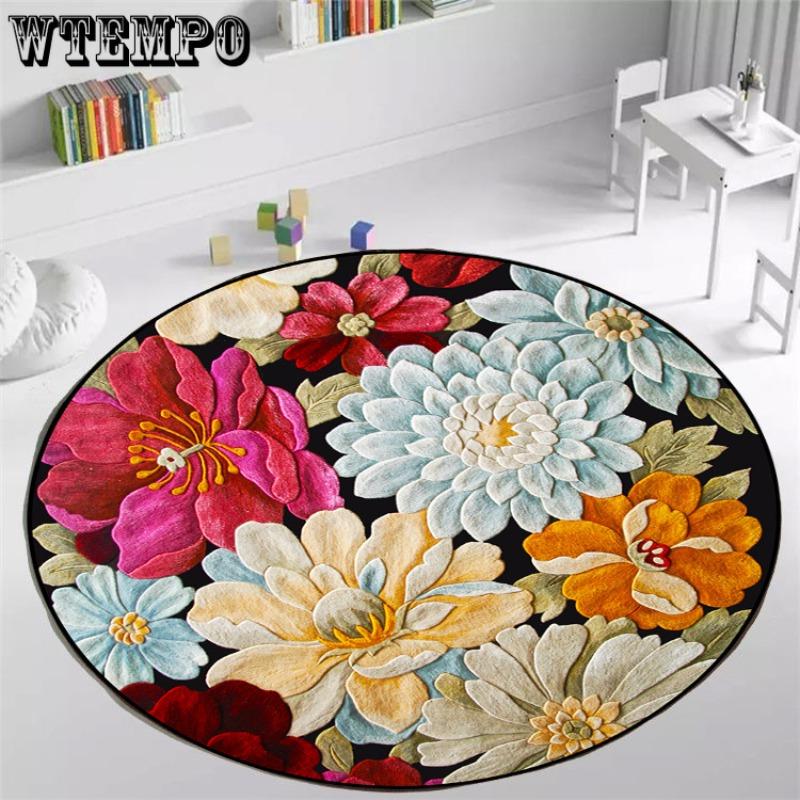 

Круглый ковер Цветок Противоскользящий коврик Дом Спальня Прикроватный круглый ковер 100 cm diameter