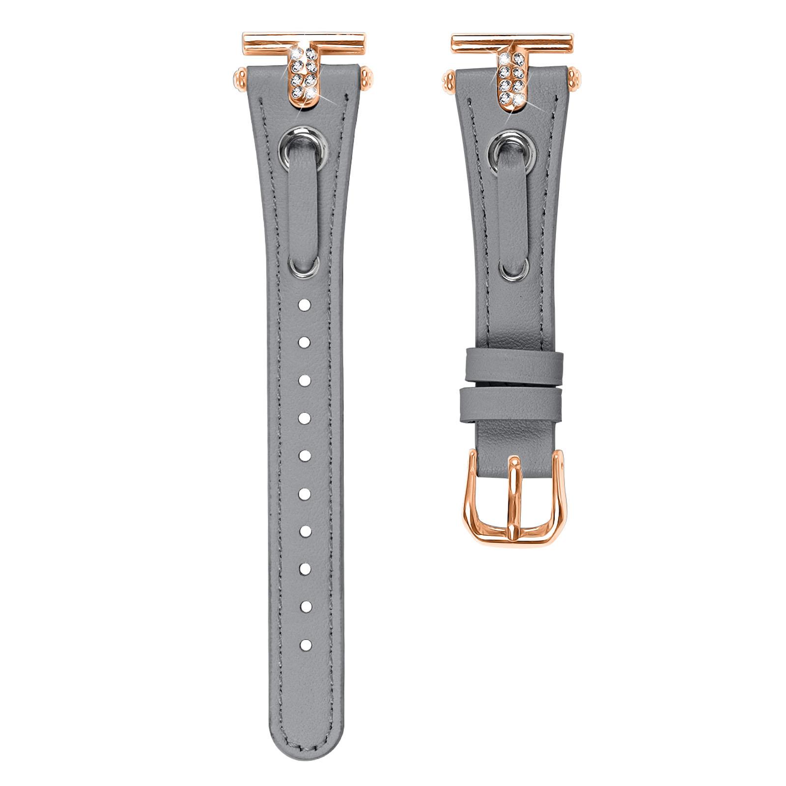 

For LG Watch Sport Rose Gold Buckle Wrist Watch Band Genuine Cow Leather Strap Replacement Grey