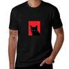 A Gentle Black Cat Tshirt Basic Solid Color Casual Tee Shirt