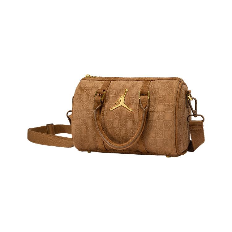 Jordan Monogramm Serie Schachbrett Kunstwildleder Eimer Boston Tasche Unisex Taschen Hellbraun JD2533091AD-001